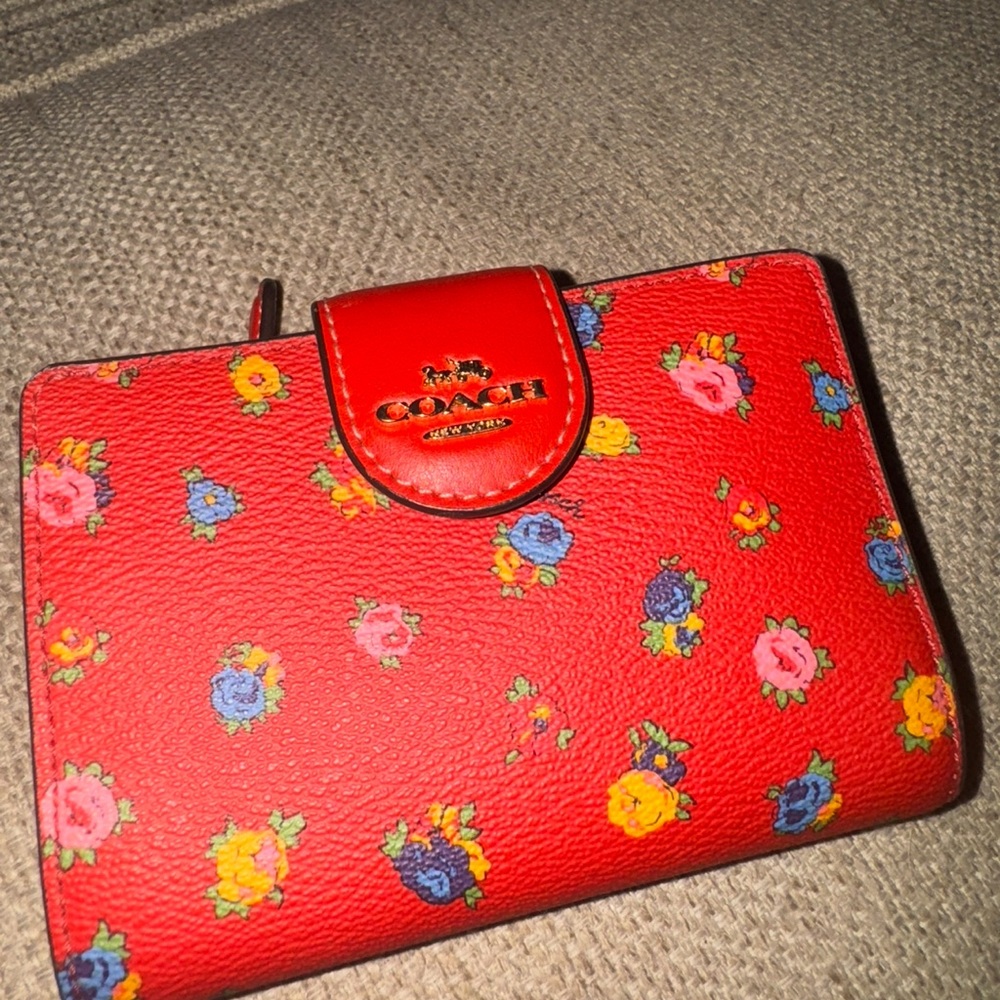 Coach Red Floral Print Wallet